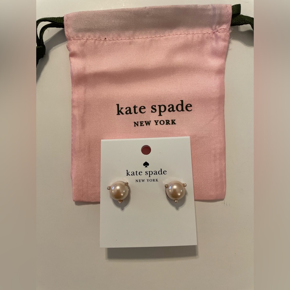 38. Kate Spade Rise and Shine blush pearl studs rose gold NWT and gift bag